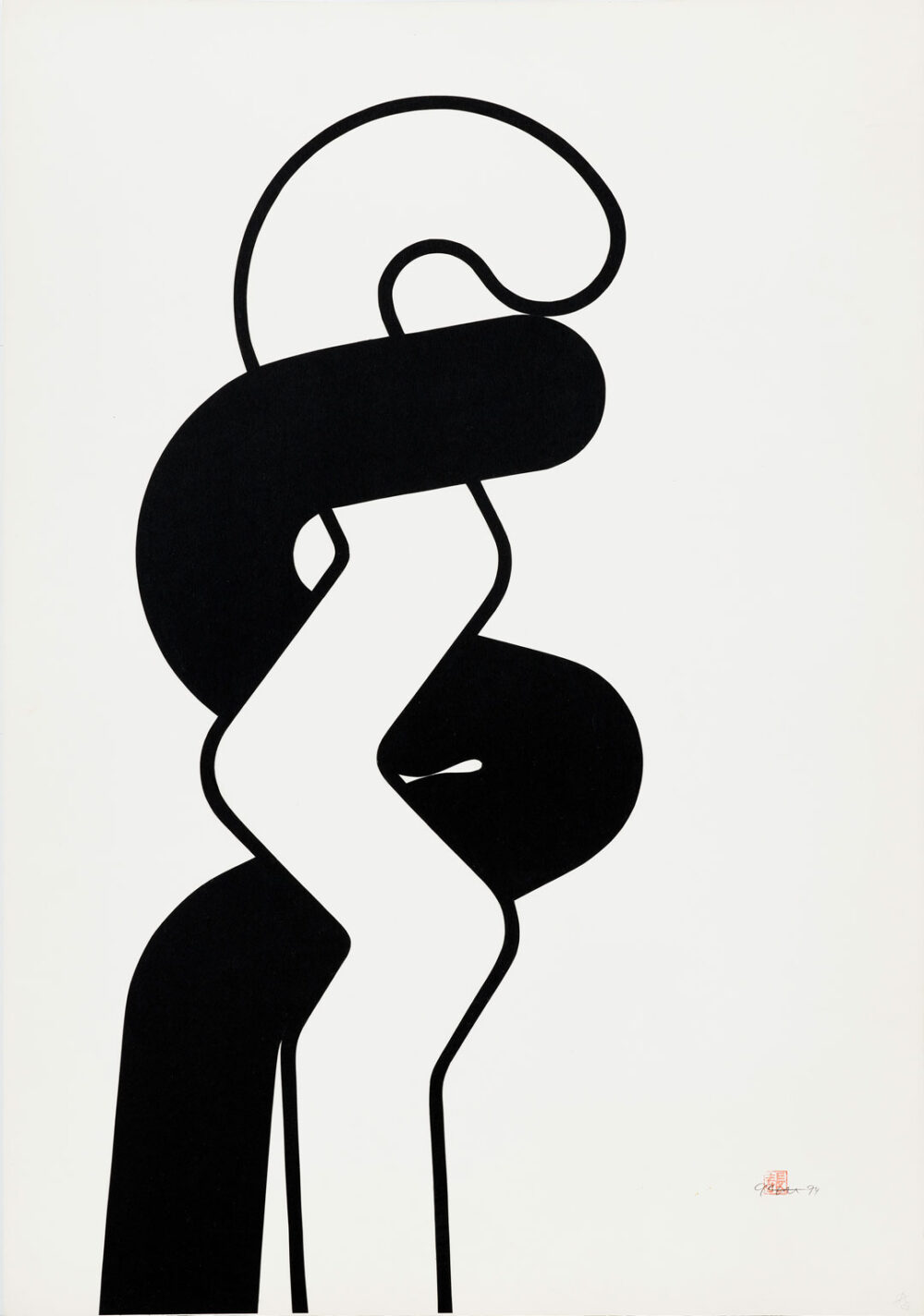 Schwarze und weisse Figur, die sich umarmen