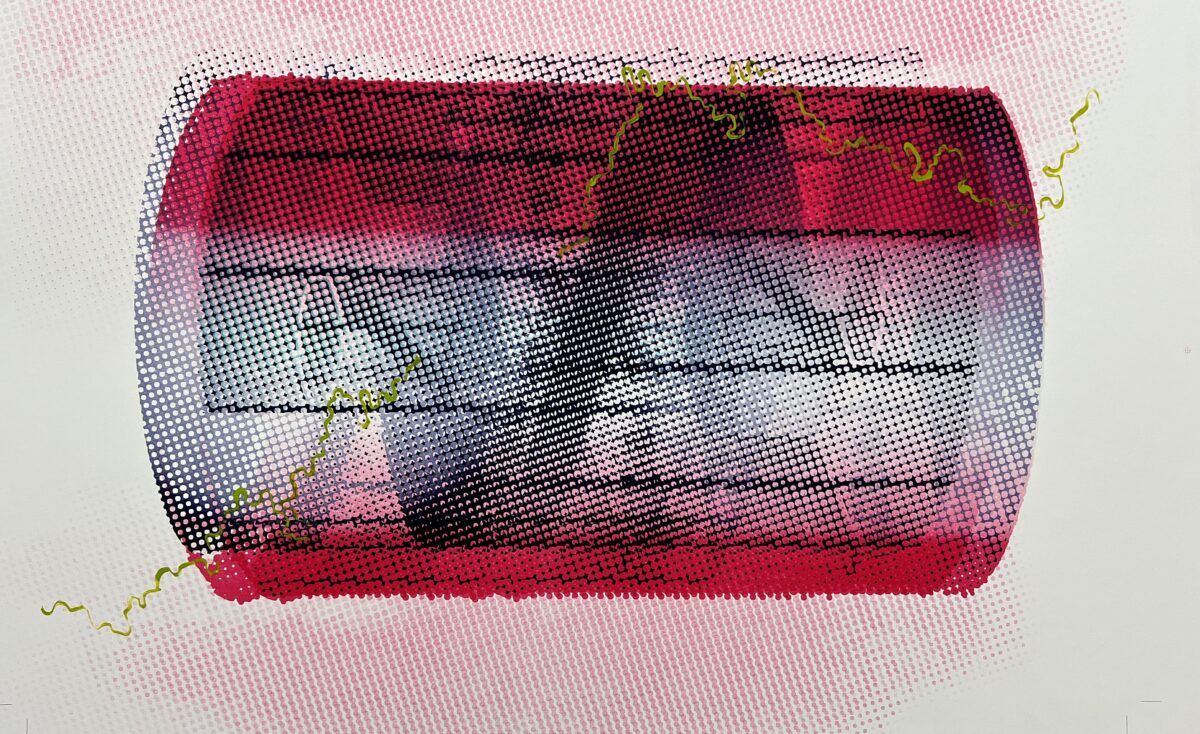 Druck mit einer abstrahierten Ansicht der Treppe des Kunsthauses