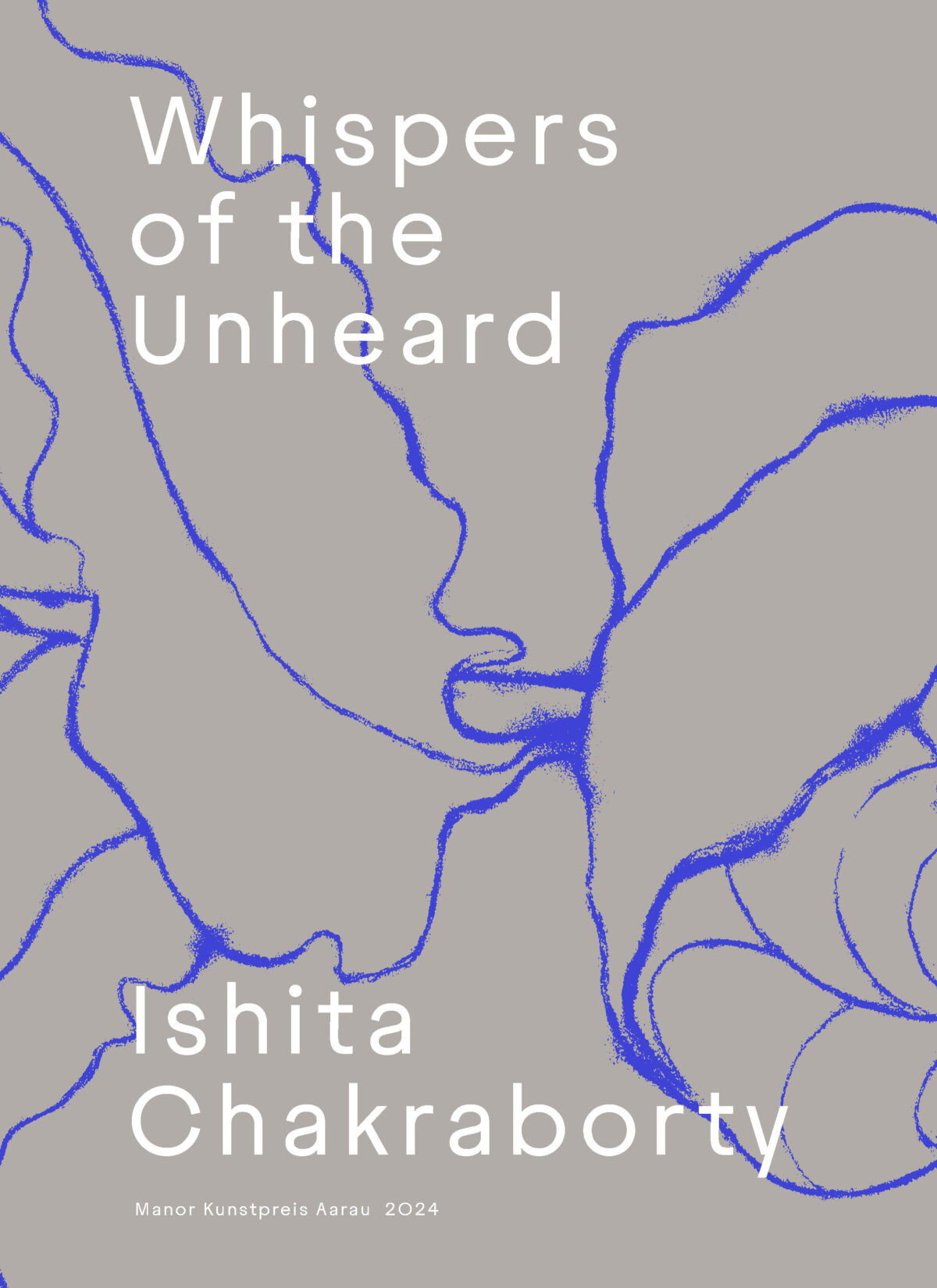 Buchcover mit einer Linienzeichnung einer Pflanze und Titel Whispers of the Unherad. Ishita Chakaraborty