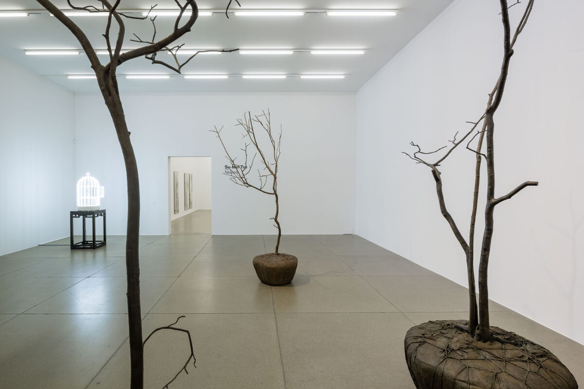 Installationsansicht von verschiedenen Kunstwerken im Aargauer Kunsthaus