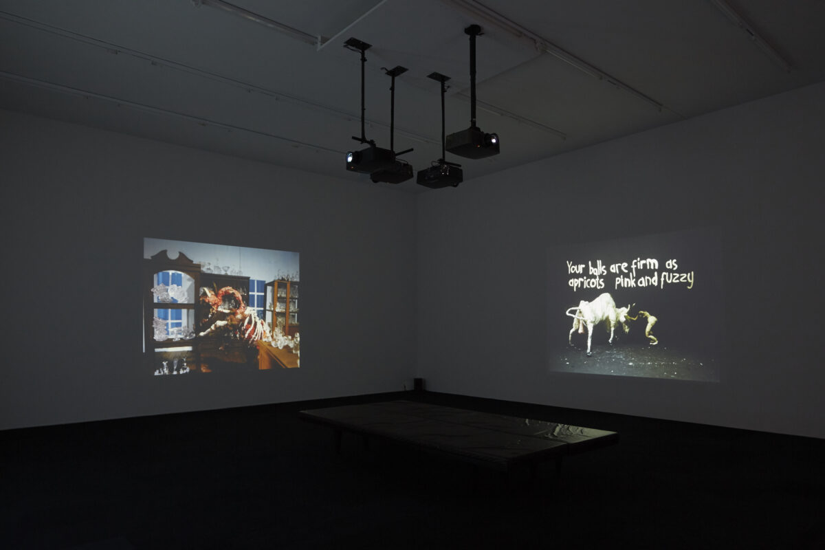 Ausstellungsansicht mit verschiedenen Kunstwerken im Aargauer Kunsthaus