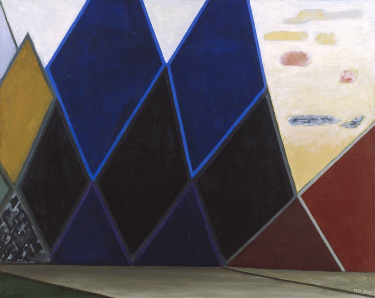 Meret Oppenheim, Dunkle Berge, rechts gelb-rote Wolken, 1977-1979