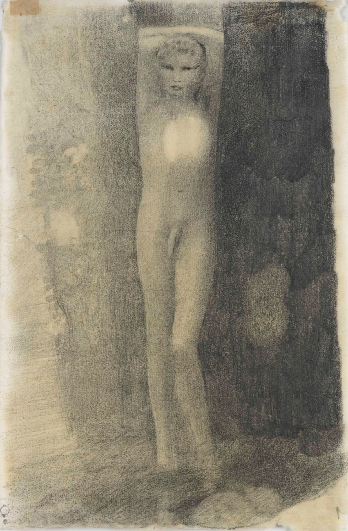 Otto Meyer-Amden, Stehender Jüngling mit über dem Kopf verschränkten Armen, Um 1918