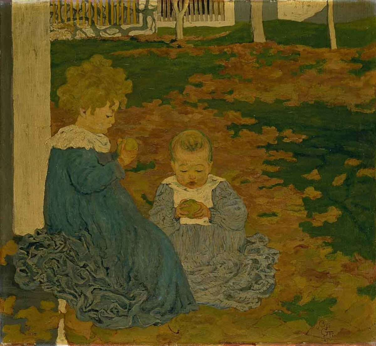 Giovanni Giacometti, Blühende Blumen, tote Blätter (Spielende Kinder), 1904