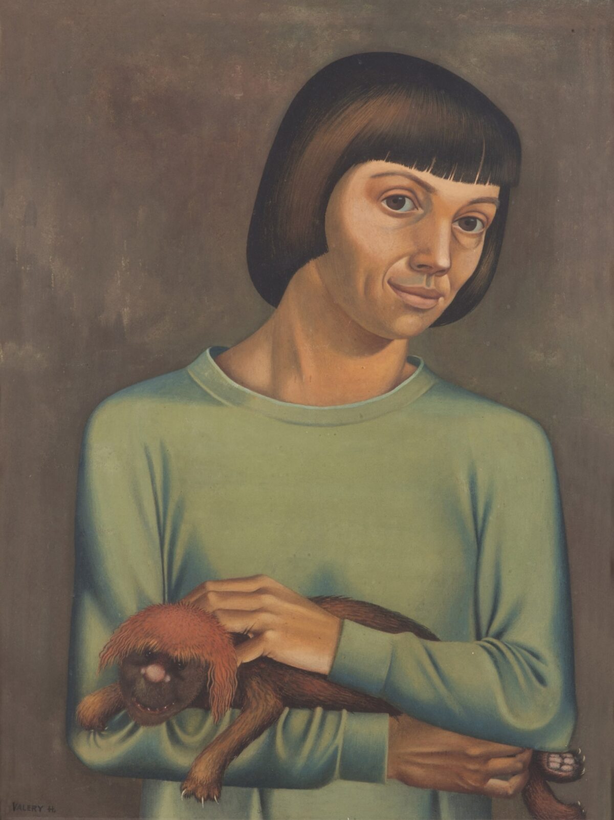 Valery Heussler, Selbstportrait mit Bumpf, 1954