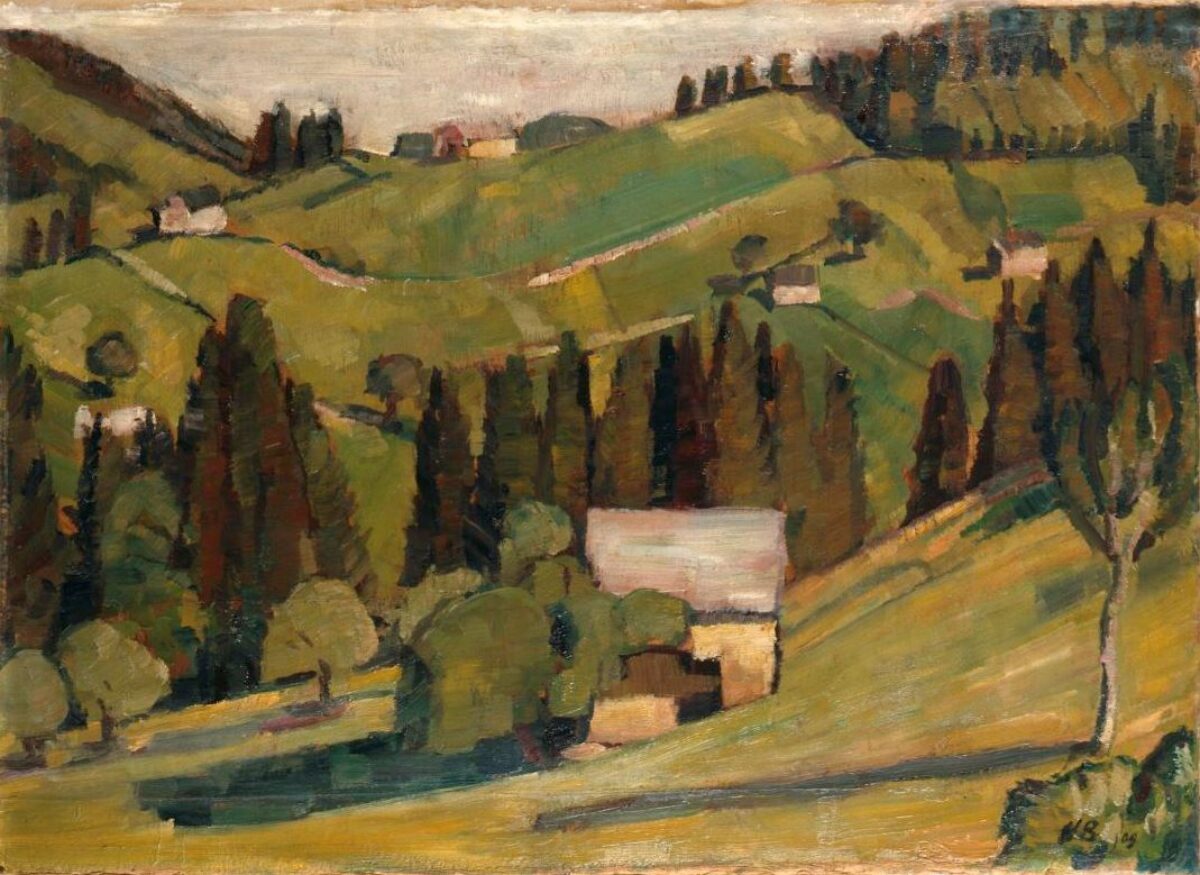 Hans Ernst Brühlmann, Toggenburger Landschaft mit Gaden, 1909 