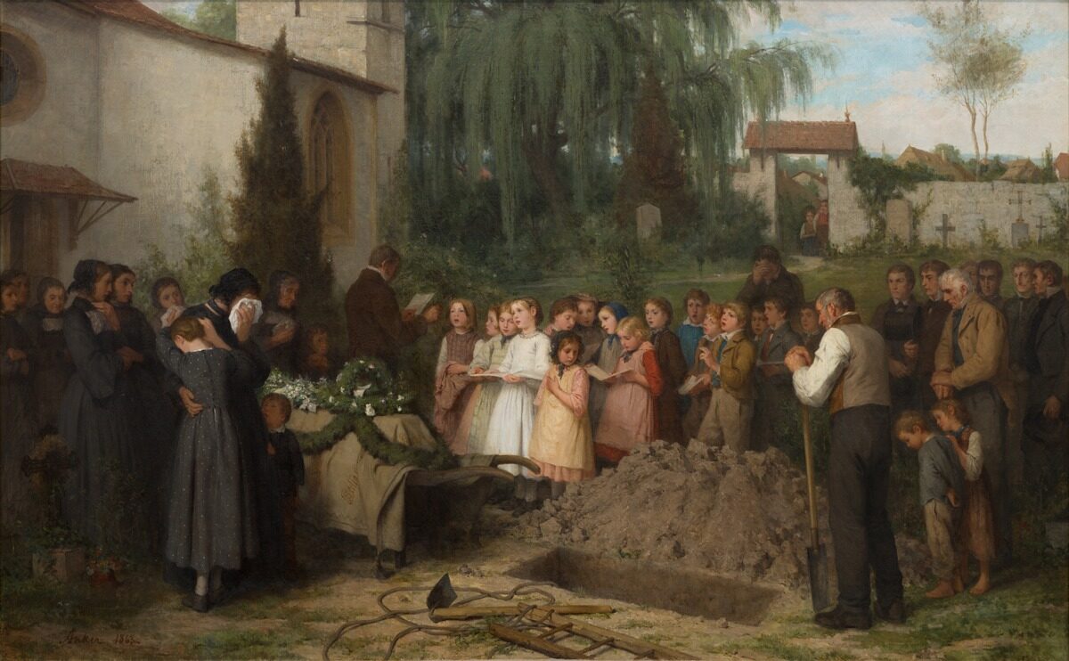 Albert Anker, Kinderbegräbnis, 1863 