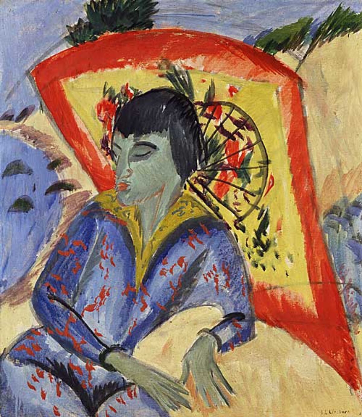 Ernst Ludwig Kirchner, Erna mit Japanschirm (Japanerin), 1913 