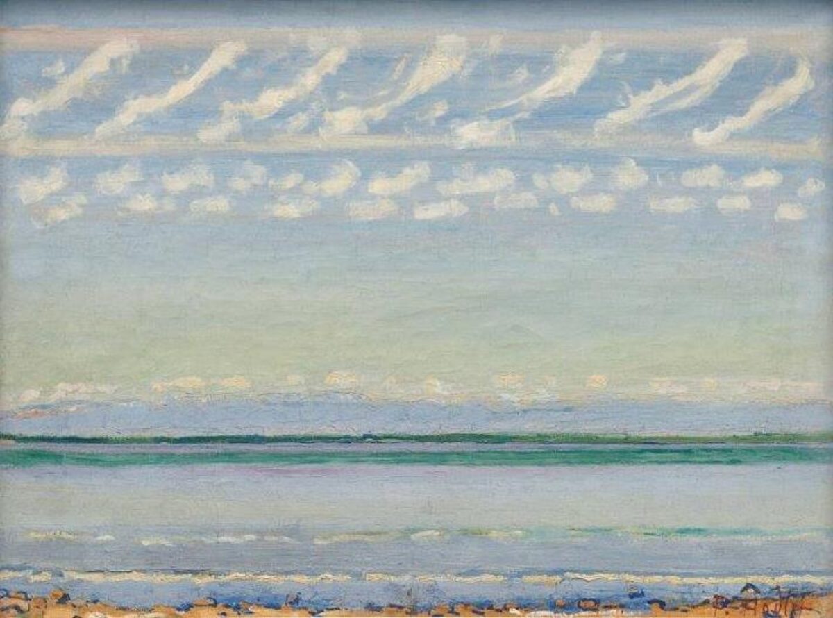 Ferdinand Hodler, Genfersee mit Jura (Landschaftlicher Formenrhythmus), um 1908 