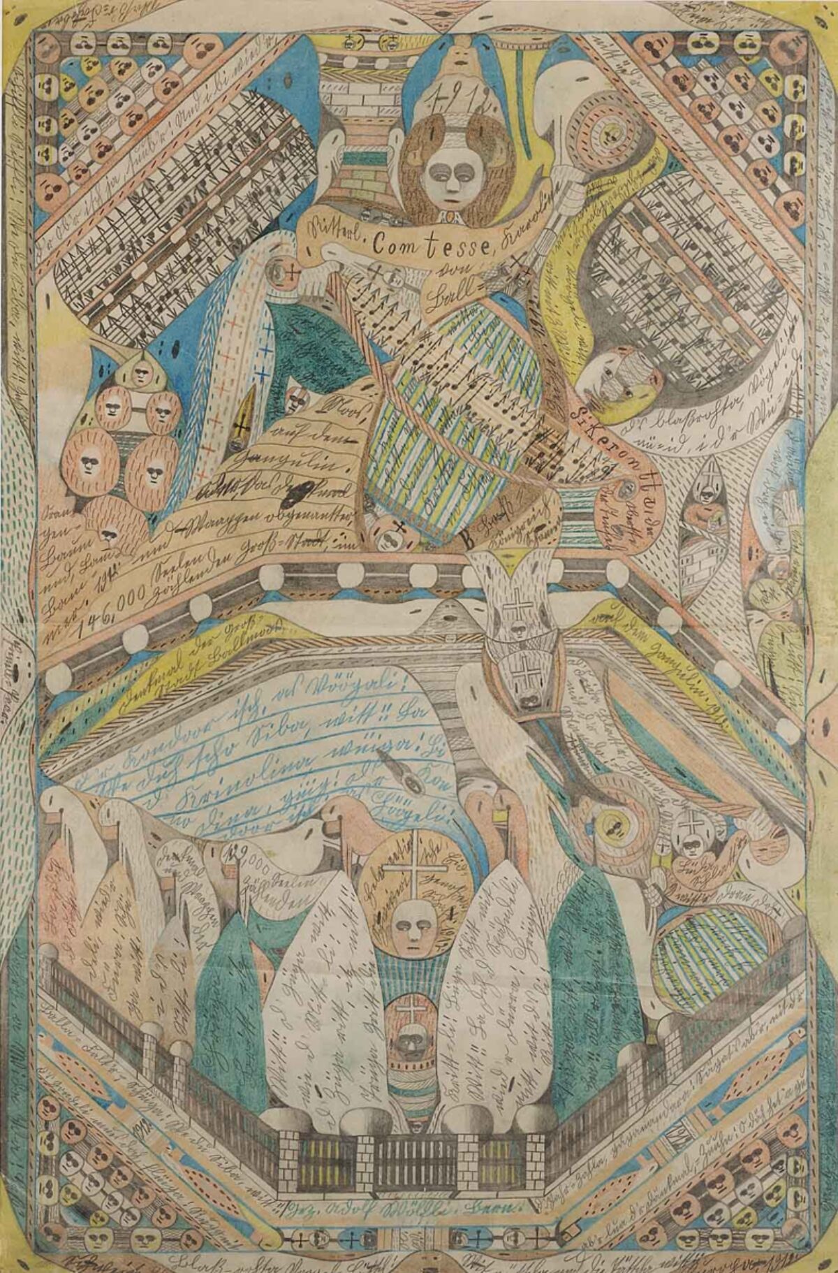 Adolf Wölfli, Ritterliche Comtesse Karoline von Ball=Moos auf dem Gangulin, 1912 