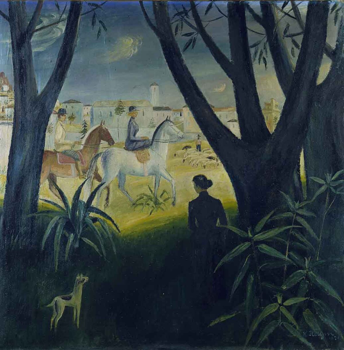 Karl Otto Hügin, Parkbild (Landschaft mit Reiter), 1921 