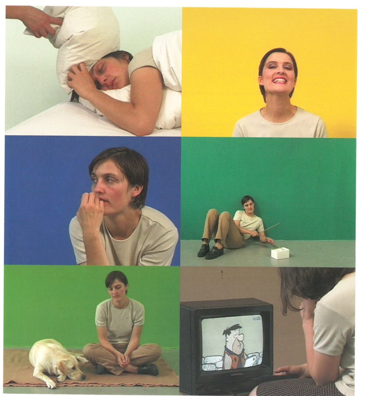 Claudia Müller
Julia Müller, Überstrapaziert vor farbigem Hintergrund (Don't believe the hype), 1997 