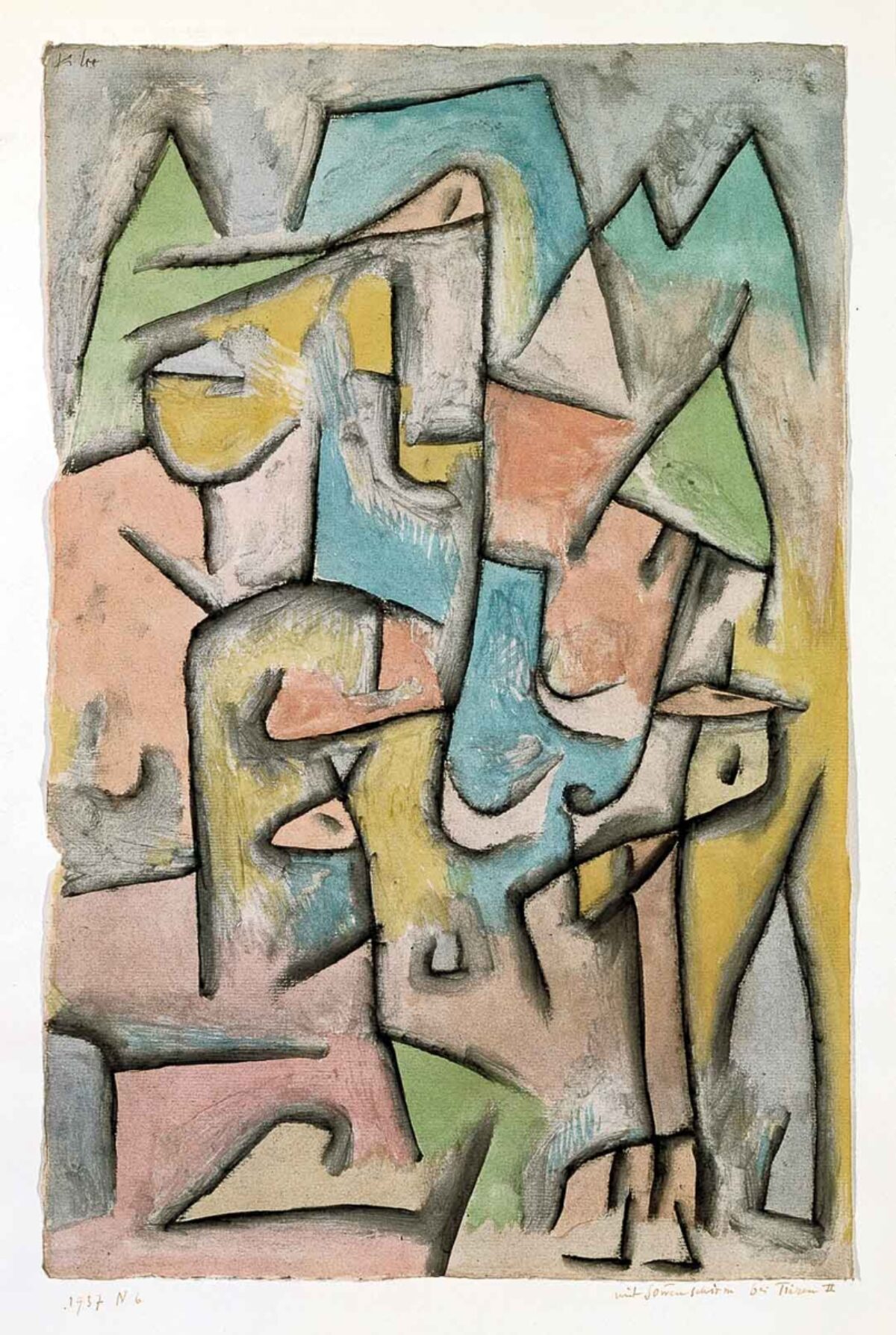 Paul Klee, Mit Sonnenschirm bei Tieren II, 1937 