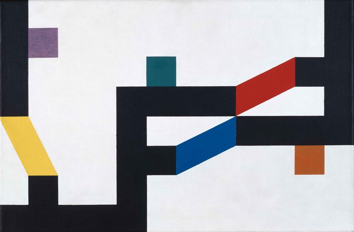 Camille Graeser, Artist, Konstruktion mit sechs Farbakzenten, 1949 