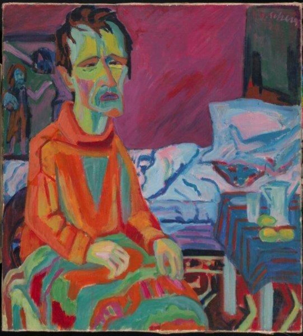 Hermann Scherer, Der Kranke (Hermann Scherer vor dem Krankenbett), 1926 