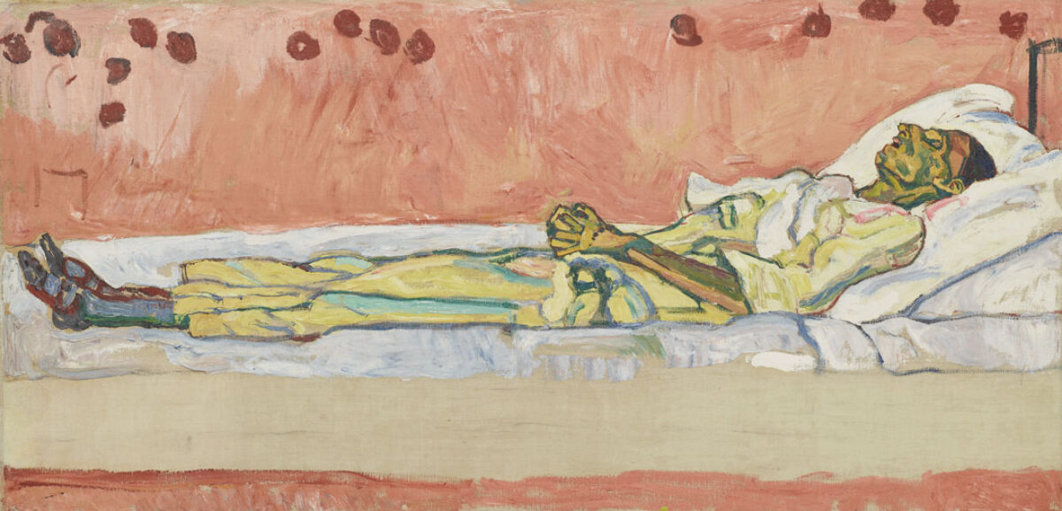 Gemälde von Ferdinand Hodler, das die tote Valentine Godé-Darel in einem Bett zeigt.