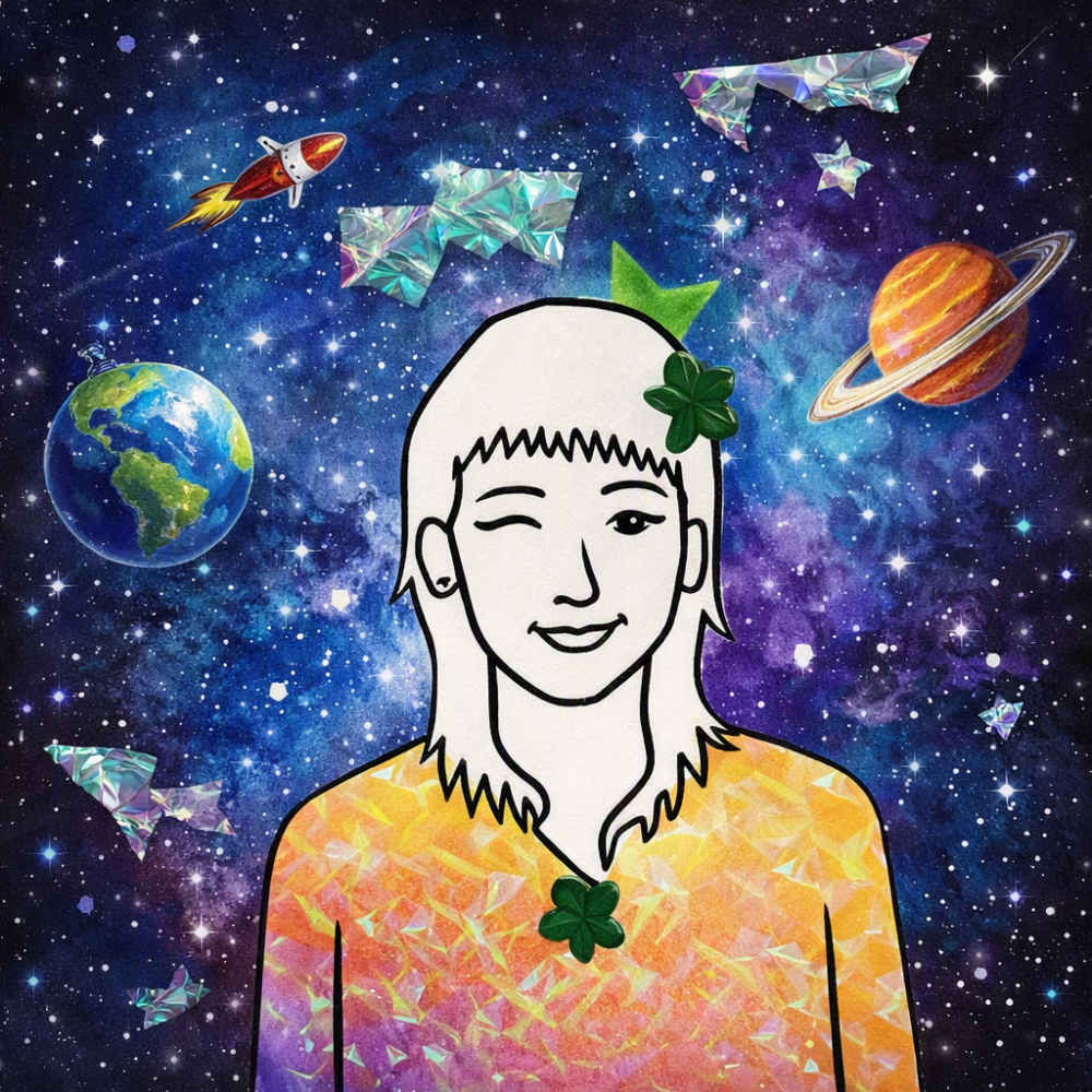 Eine Illustration einer Person im Weltraum