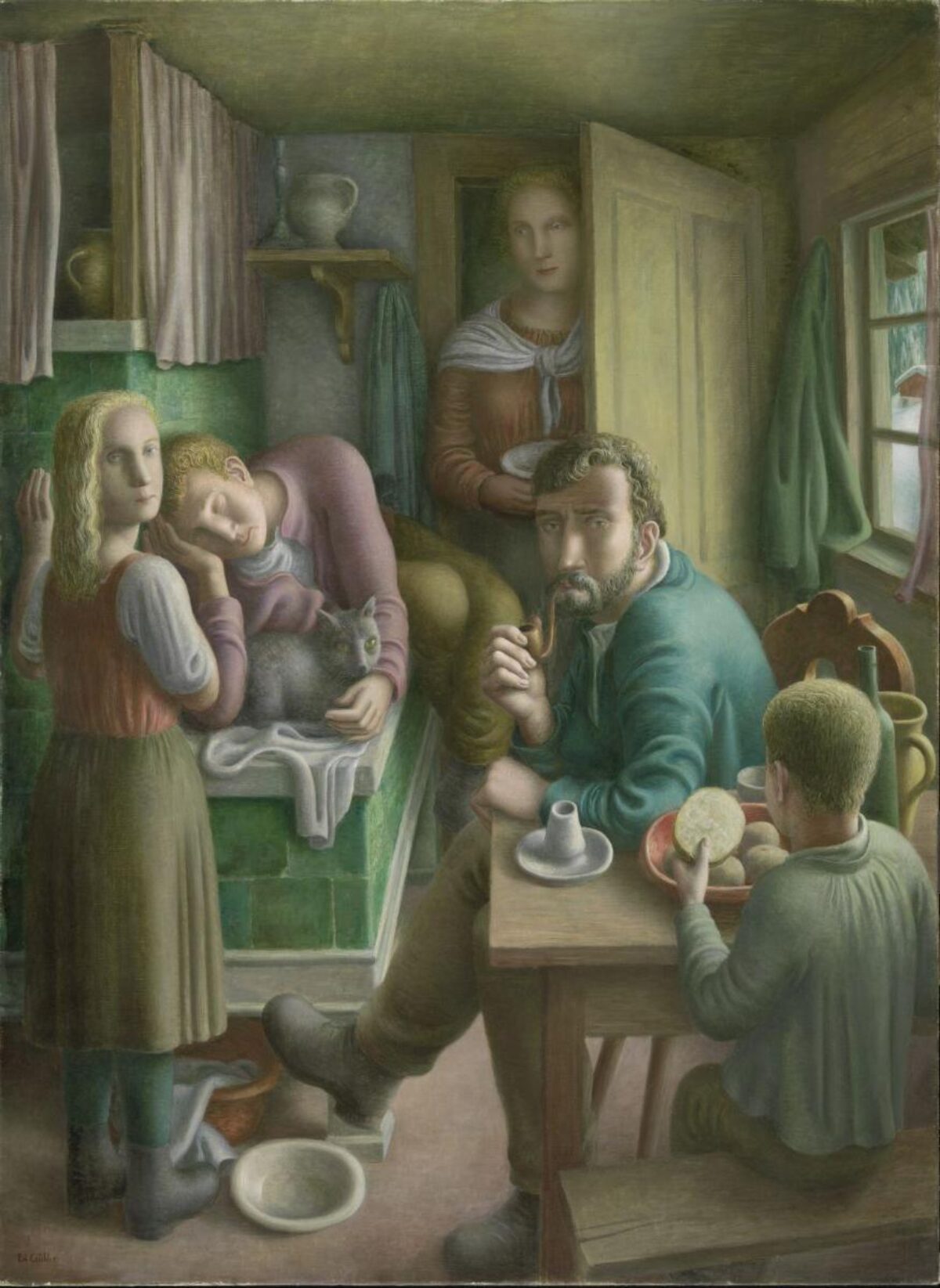 Eduard Gubler, Bauernfamilie in der Stube, 1925 