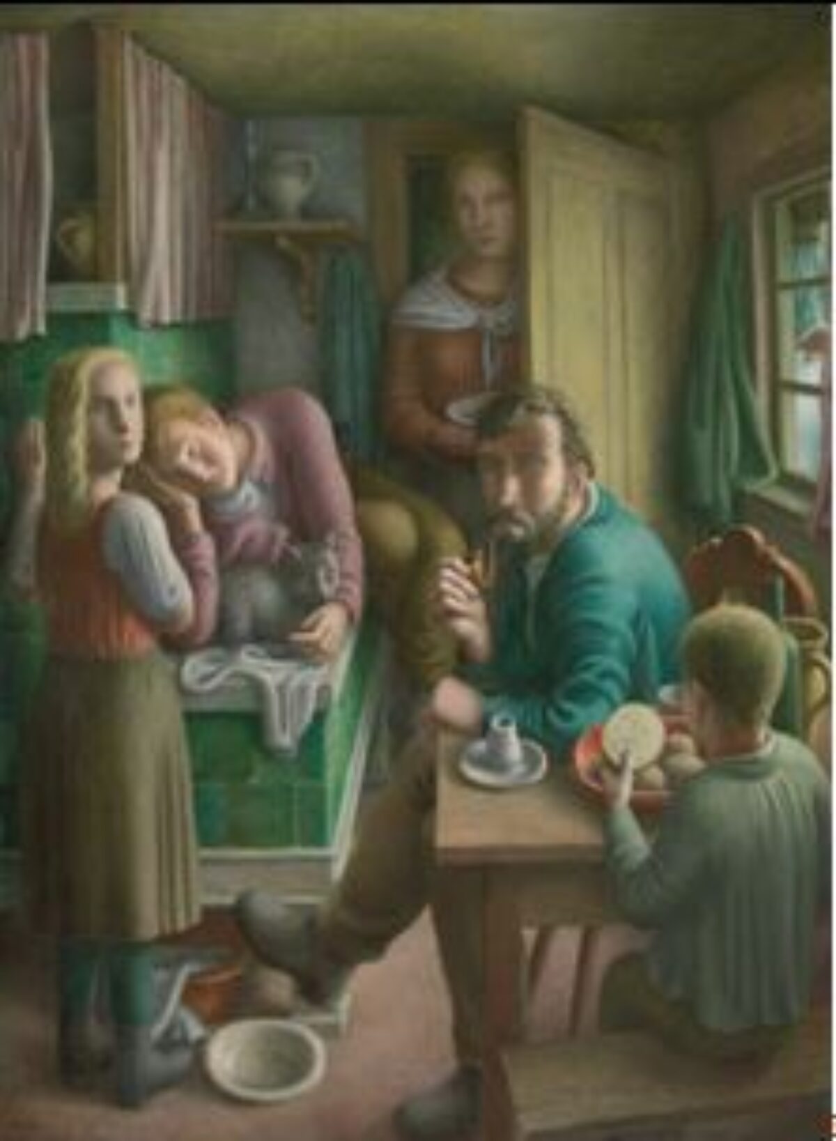 Eduard Gubler, Bauernfamilie in der Stube, 1925 
